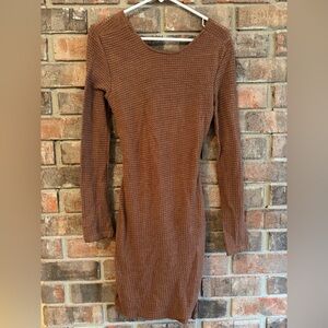 SHEIN Brown Long Sleeve Knit Dress